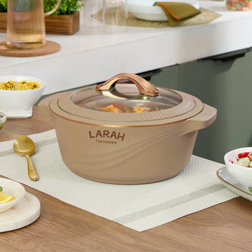 Larah by Borosil Glaze Thermoware Casserole – Brown, 2.5 L