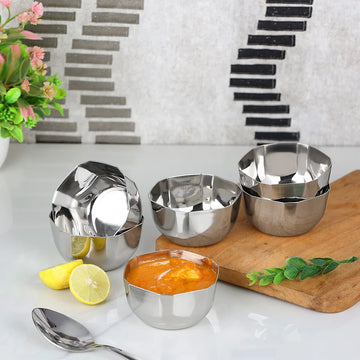 Chakmak Thai Premium Stainless Steel Serving Bowls - Set of 6