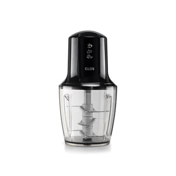 Glen Turbo Plus Electric Vegetable Chopper | 600ml Bowl with 3 SS Blades & Whisking Disc - Black (4042TUPLUS)
