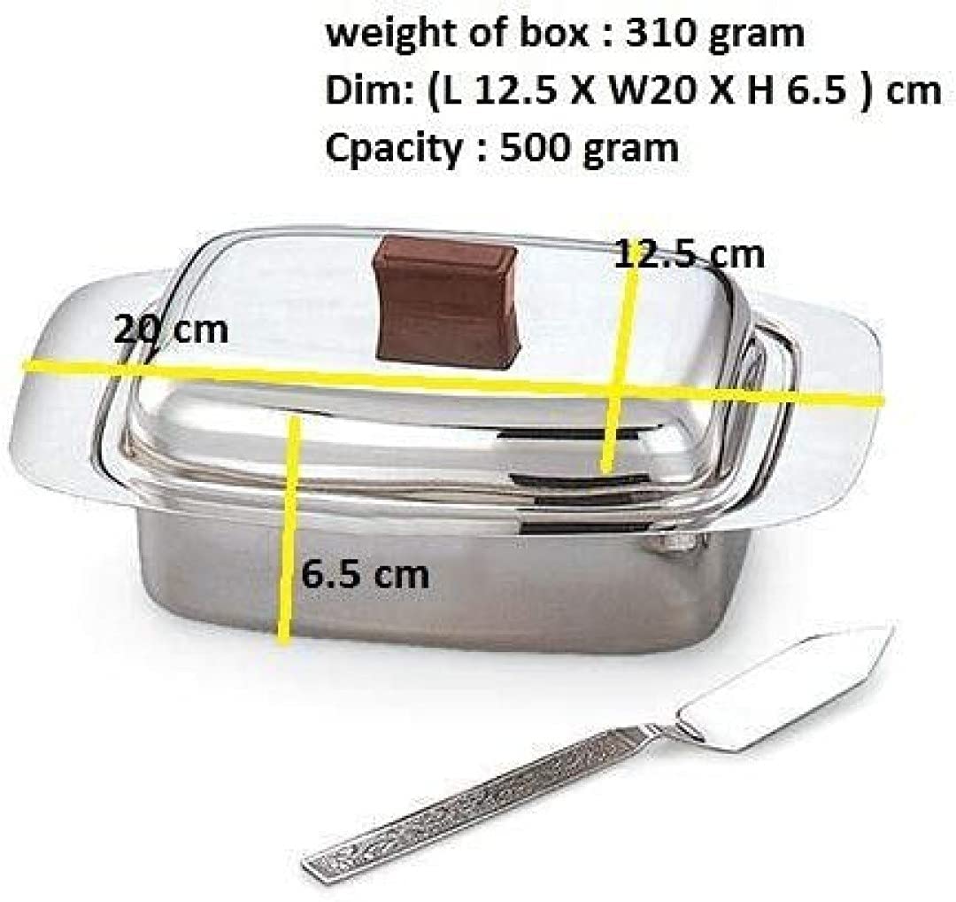 Maha Creation Stainless Steel Butter Box Container with Lid & Knife