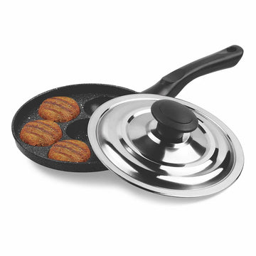 Milton ProCook Granito Appam Patra with Stainless Steel Lid | 7 Pit Non-Stick Appam Maker