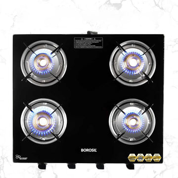 Borosil Flare 4 Burner Glass Top Gas Stove