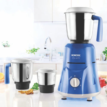Borosil Star 500W Mixer Grinder – Blue with 3 Stainless Steel Jars