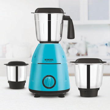 Borosil Best 500W Mixer Grinder – Blue with 3 Stainless Steel Jars