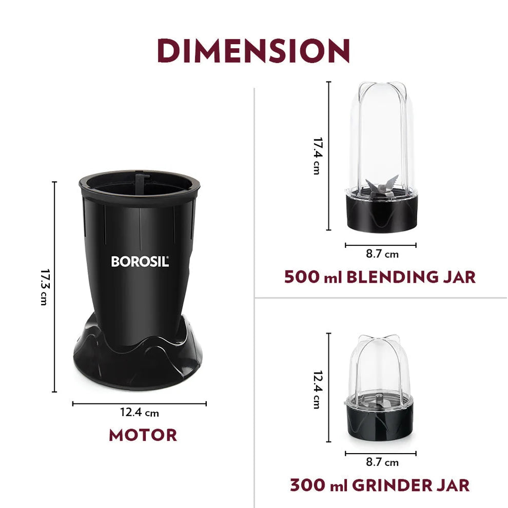 Borosil Nutrifresh PB41 400W Juicer & Grinder