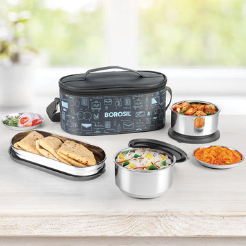 Borosil Carryfresh Stainless Steel Lunch Box Set of 3