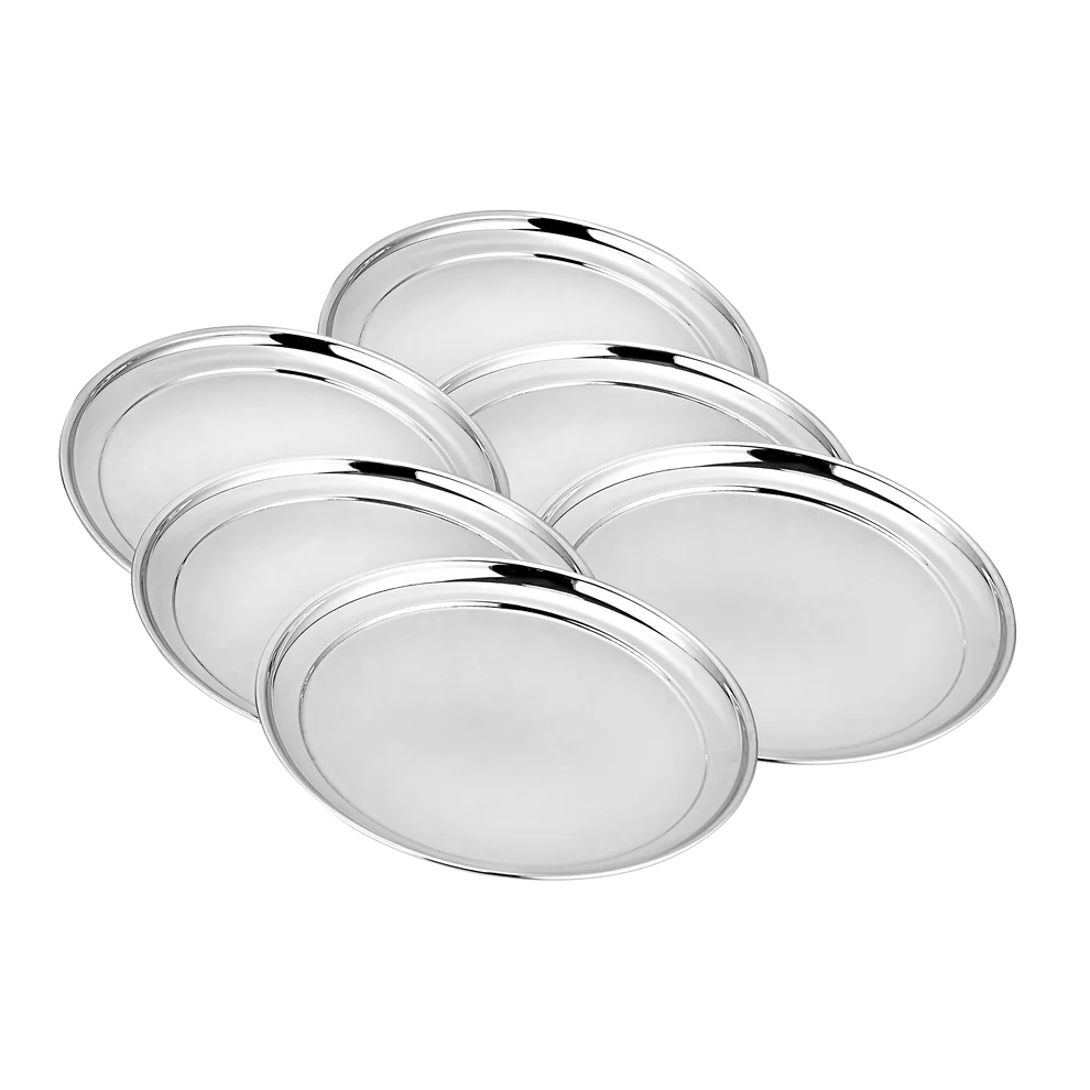 Chakmak Premium Stainless Steel Rajbhog Plate - Set of 6