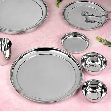 Chakmak Premium Stainless Steel Rajbhog Plate - Set of 6