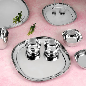 Chakmak Premium Square Stainless Steel Plate - Set of 6