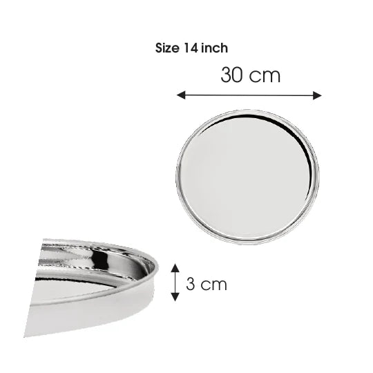 Chakmak Round Beaded Stainless Steel Thali - Set of 6