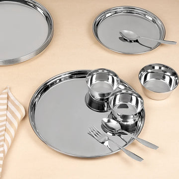Chakmak Premium Stainless Steel Perl Plate - Set of 6