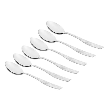 Chakmak Stainless Steel Florida Hammered Tea Spoon | 6 Piece Cutlery Set