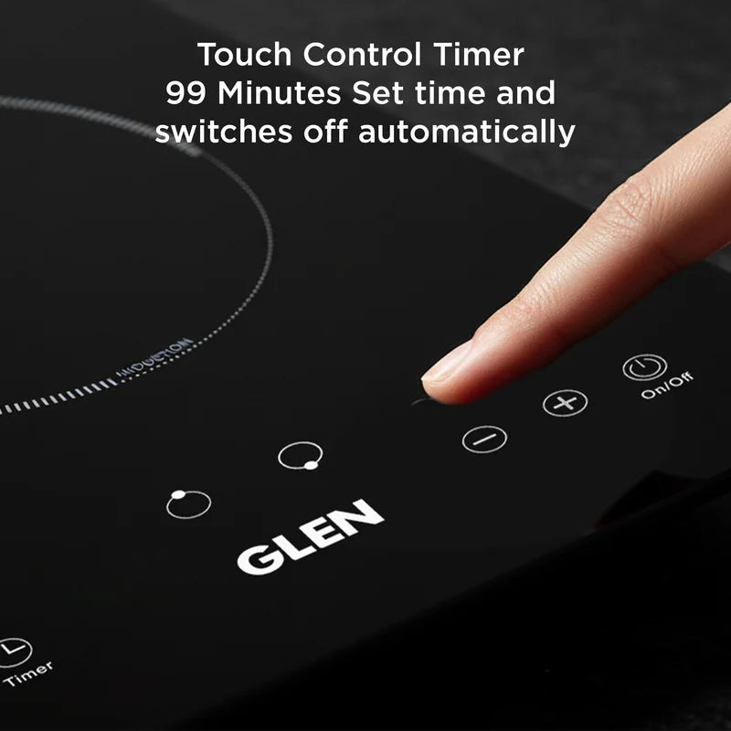 Glen BH1017HTIC2Z 2 Zone Induction Hob Top – 9 Power Levels, 2000W + 1500W Power, Touch Control, 99-Minute Timer & Pan Sensor