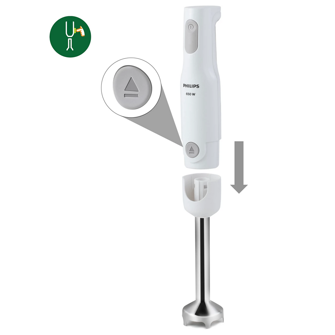 Philips Best Hand Blender | 650 Watt with Detachable Steel Rod | White (HL1600/00)